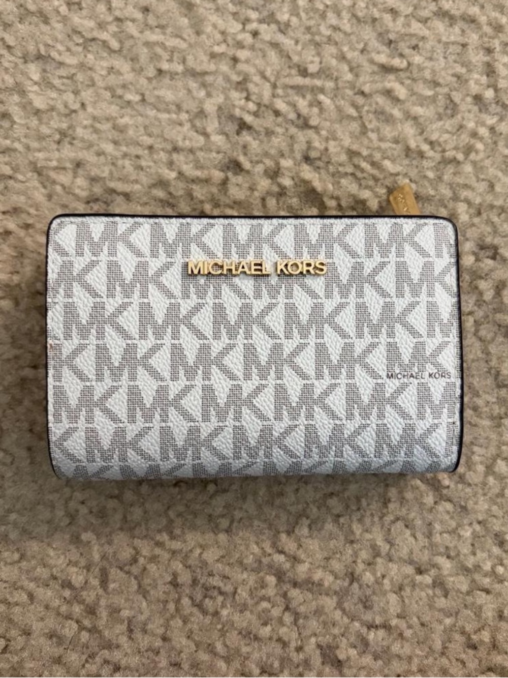Michael Kors Brown and White Monogram Wallet